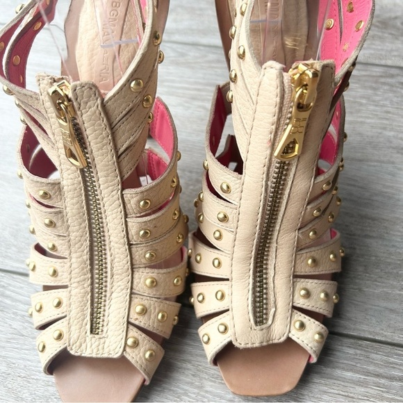 BCBGMaxAzria Ivory Leather Gladiator Studded Full Leather Open Toe Pumps - Picture 10 of 16